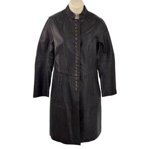 STUNNING HOSS INTROPIA LONG BROWN LEATHER JACKET COAT 40/8 MATRIX